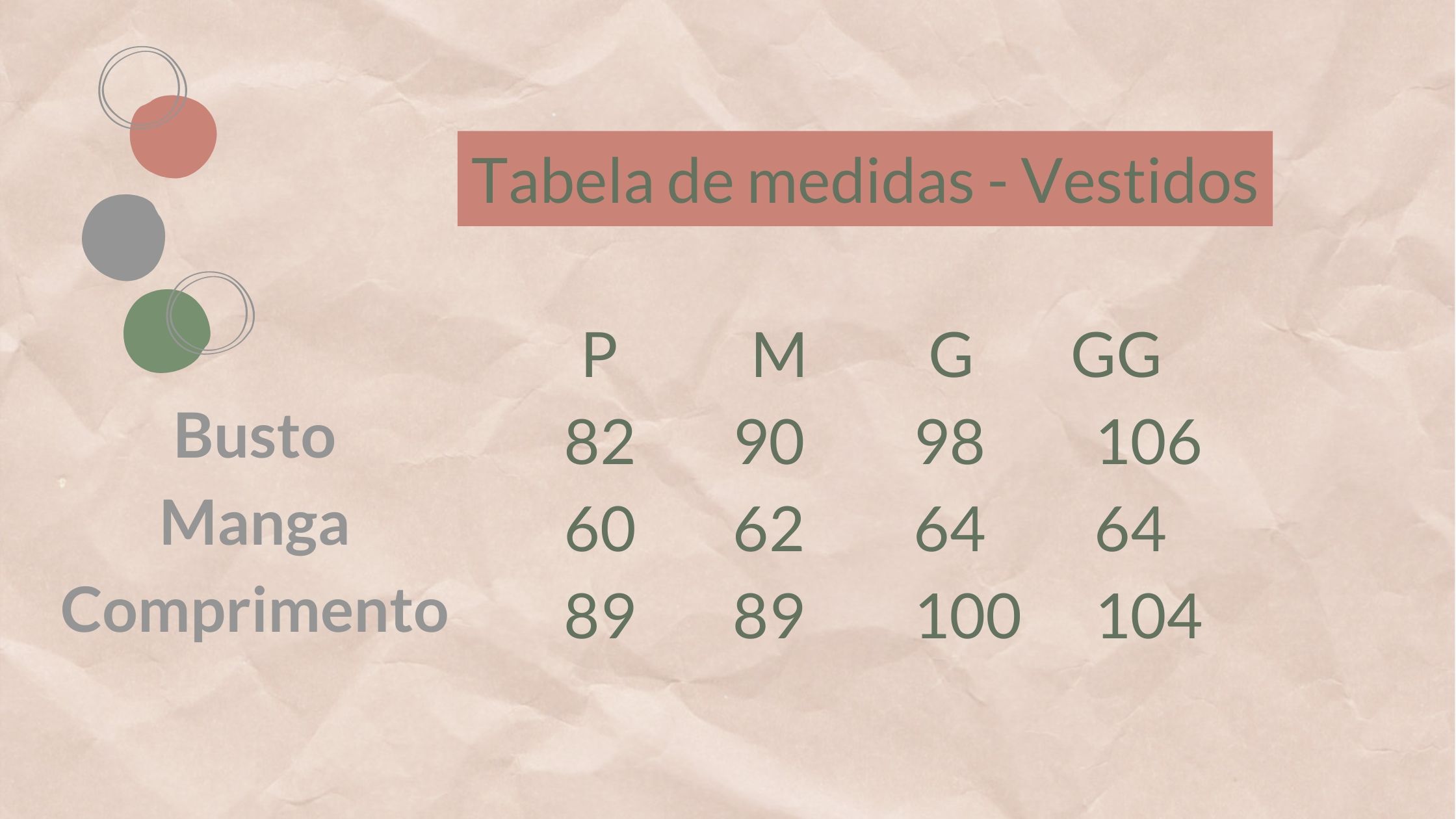 Tabela de Medidas