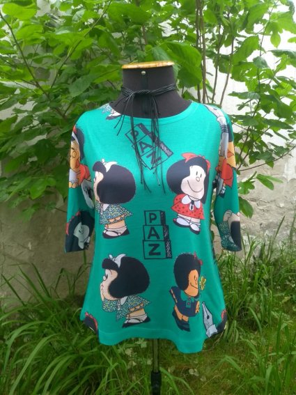 Blusa Mafalda Paz Manga Alongada Verde