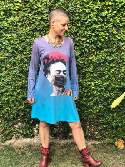 Vestido Frida Kahlo com Máscara Azul