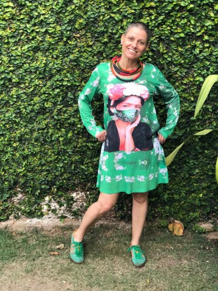 Vestido Frida Kahlo com Máscara Verde