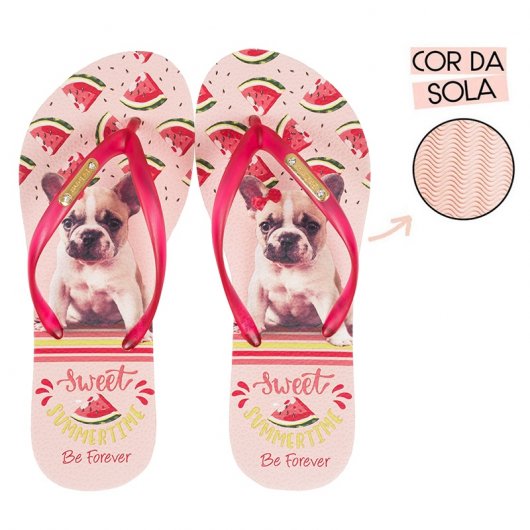 CHINELO1Be Forever CalcadosBULLDOG FRANÇES SUMMERTIME