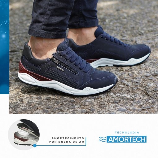 Sapatênis Pegada em Couro Masculino 119205