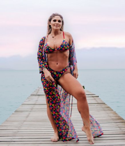 saida de praia estampada longa