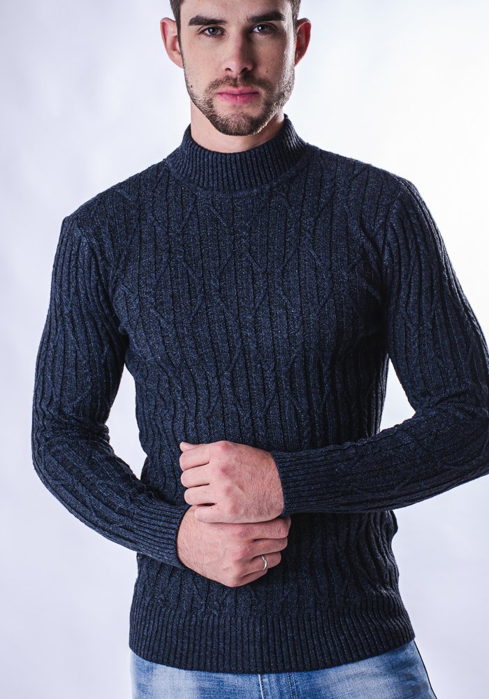 Suéter Mooncity Masculino Gola Alta Tricot Reggla