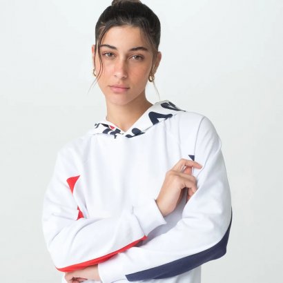 Moletom Fila Color Block Letter Feminino C/Capuz 1140128 Branco