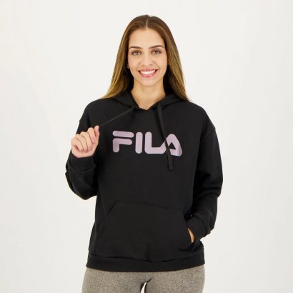 Moletom Fila Comfort Letter Feminino C/capuz 1109270 Preto