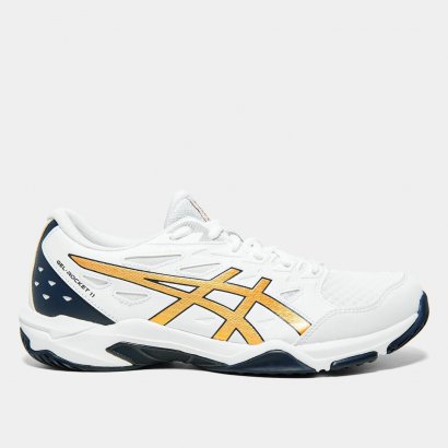 Tenis Asics Gel Rocket 11 1071A091-103 - Branco/Dourado - Chuteira