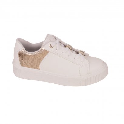 Bebecê Tenis Branco Com Brilho Tênis Feminino Casual Cadarço