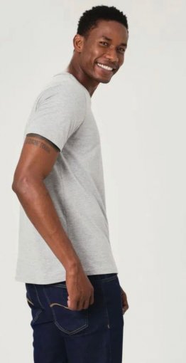 camiseta gola v cinza mescla