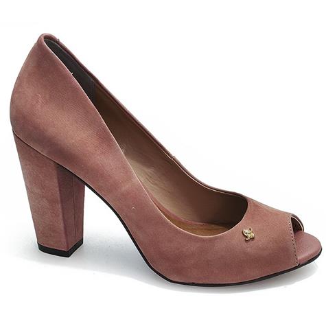 Peep Toe Salto Grosso Cravo e Canela - 132602 - Rosa | Sapato Show