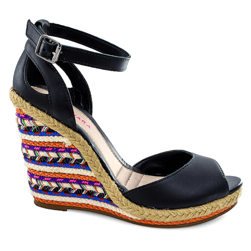 Anabela Tanara Salto Colorido T0684 - Preto | Sapato Show