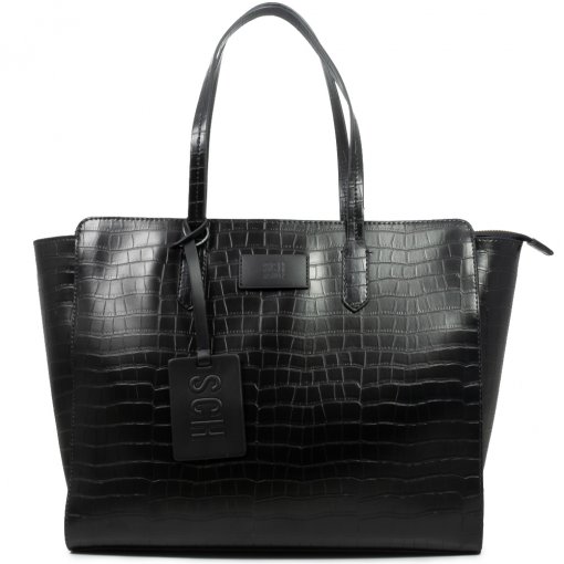 Bolsa Grande De Mão Croco Schutz S500150747 - Croco Preto | Sapato