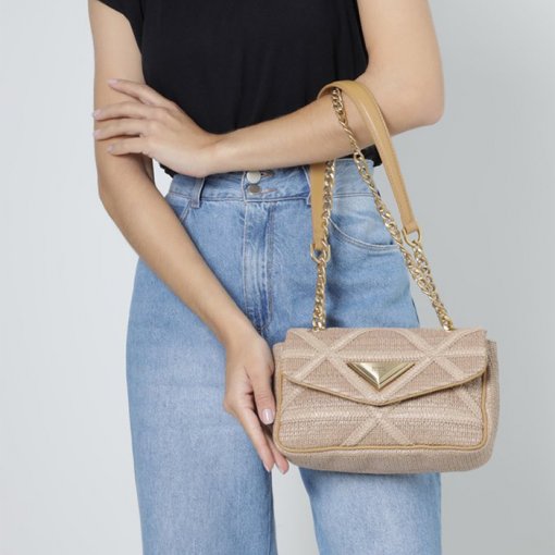 Bolsa Tiracolo Pequena 944 Knotty Schutz S500181864 - Rafia Nude