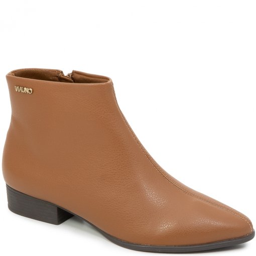 Bota Caramelo Botas De Couro Cano Curto Salto Baixo Bota Caramelo - Main Image