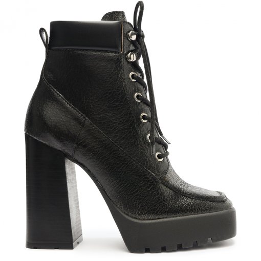 Bota Coturno Salto Bloco Alto Couro Schutz S209960030 Craquelado