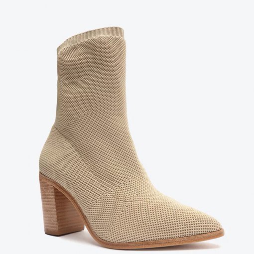 Bota Dae Salto Bloco Médio Knit Schutz S201320097 - Egg Shell