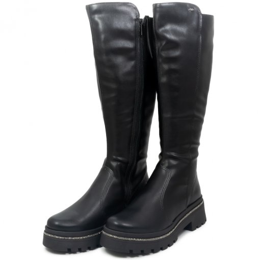 Bota Feminina Cano Alto Tratorada Brilho Dakota Da211 - Preto | Sapato Show
