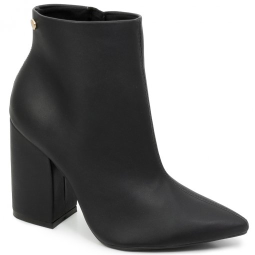 Bota Feminina Salto Bloco Alto Bico Fino Via Uno 691009