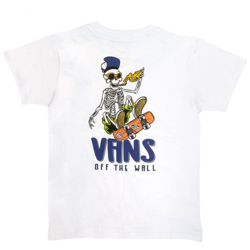 VANS フットボールシャツ　スカル Camiseta Skull Slice Ss Infantil Vans V470690008 - White | Sapato Show