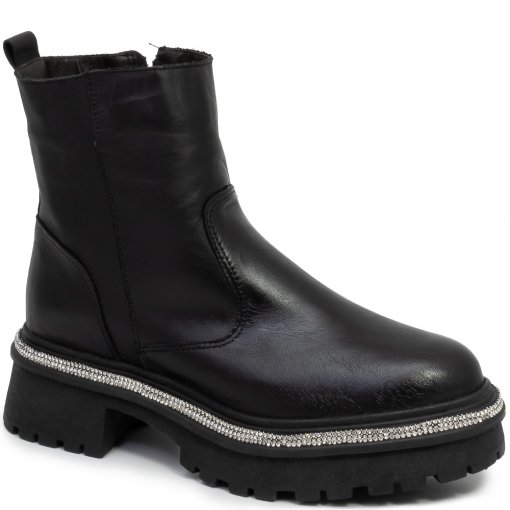 Coturno Feminino Tratorado Brilho Zíper Sapato Show C254