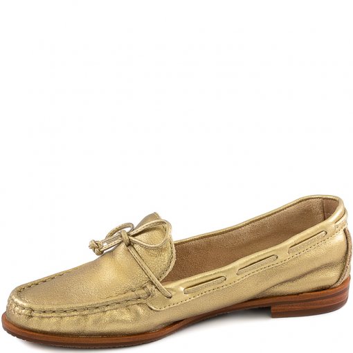 Mocassim Confortável Com Laço Telma Metalizado Alme E700590002 - Dourado |  Sapato Show