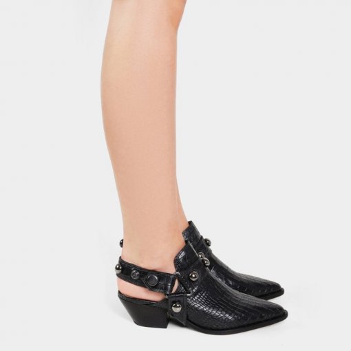 Mule Slingback Western Schutz S205140034 - Croco Preto | Sapato Show