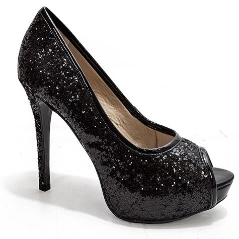 Peep Toe Glitter Numeração Especial Varietta 74471 - Gliter Preto | Sapato  Show