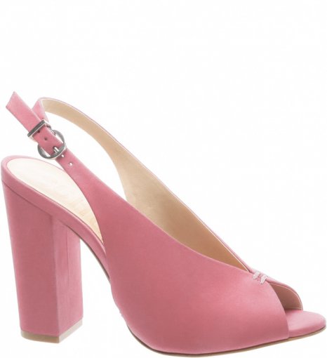 Peep Toe Vamp Salto Bloco Schutz S201480192 - Nobuck Rose | Sapato Show