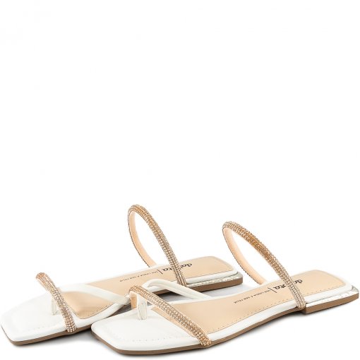 Rasteira Feminina Bico Quadrado Glam Verão 2022 Dakota Z7692 - Branco |  Sapato Show
