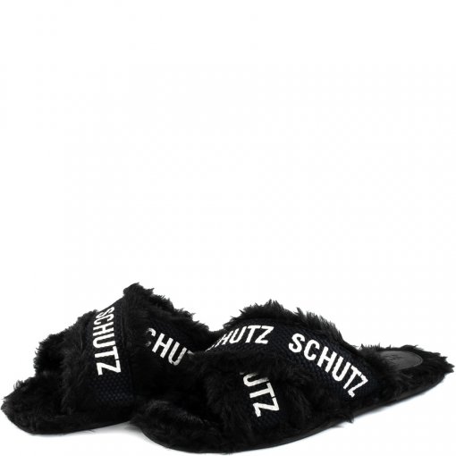 Rasteira Slide Cross Live In Alpaca Schutz S205740065 - Preto