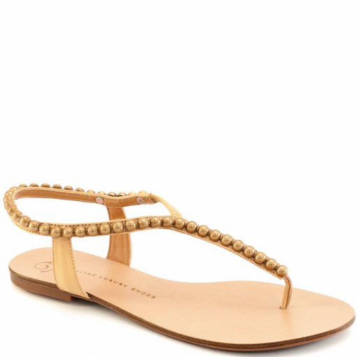 Rasteira Tachas Numeração Especial Maithe 25417e - Areia | Sapato Show