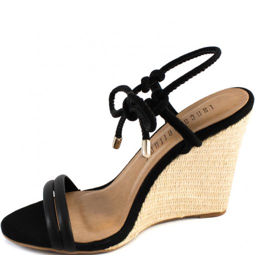 Sandália Anabela Lace Up Tiras Lança Perfume 537AB000031 - Preto | Sapato  Show
