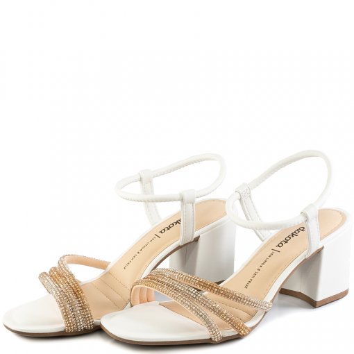 Sandália Com Strass Salto Bloco Verão 2022 Dakota Z8043 - Branco | Sapato  Show
