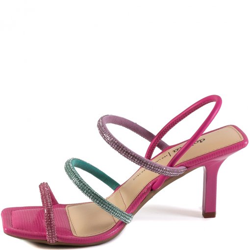 Sandália Feminina Bico Quadrado Com Strass Dakota Z9422 - Pink