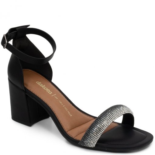 Sandália Feminina Salto Bloco com Strass Dakota Y6534