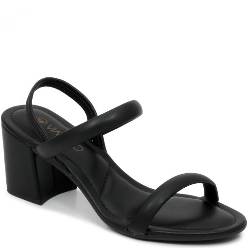 Sandalia Via Uno Preta Salto Grosso Sandália Feminina Camurça