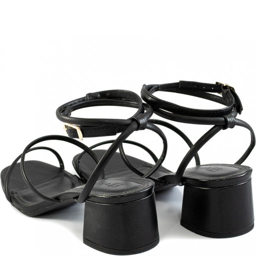 Sandália Feminina Tiras Finas Bico Quadrado Offline 21929 - Atanado Preto |  Sapato Show