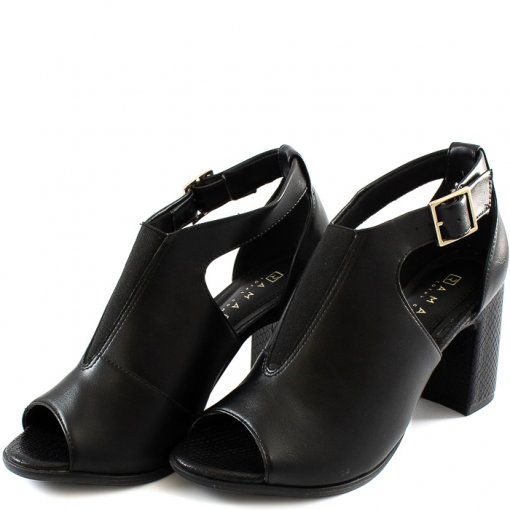Sandália Open Boot Snake Total Confort Ramarim 2044103 - Preto | Sapato Show