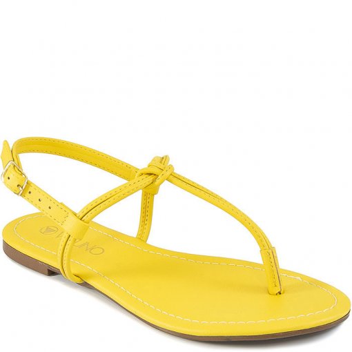 Sandália Rasteira Feminina T-Stripe 2020 Via Uno 127222 - Amarelo