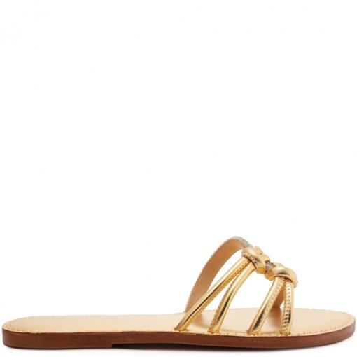 Sandália Rasteira Feminina Tira Brilho Schutz S042370533 - Ouro