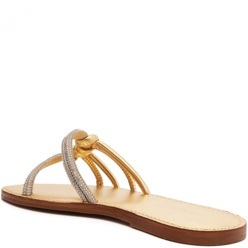 Sandália Rasteira Feminina Tira Brilho Schutz S042370533 - Ouro