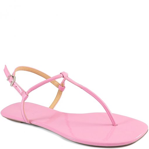 Sandália Rasteira Flat Classic Strings Schutz S011680002 - Verniz Rosa |  Sapato Show