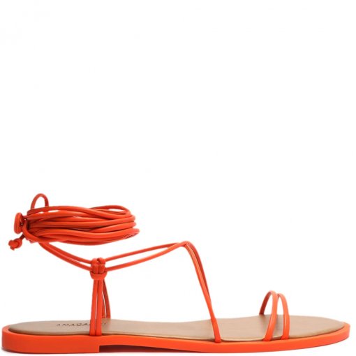 Sandália Rasteira Julie Lace Up Verão Anacapri C303490010 - Neon