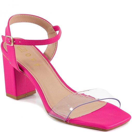 Sandália Salto Bloco Bico Quadrado Offline 5592.22888 - Neon