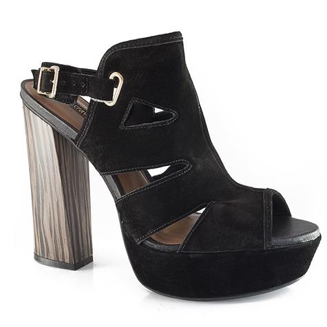 Sandália Salto Grosso Cravo e Canela 135101 Preto Sapato Show