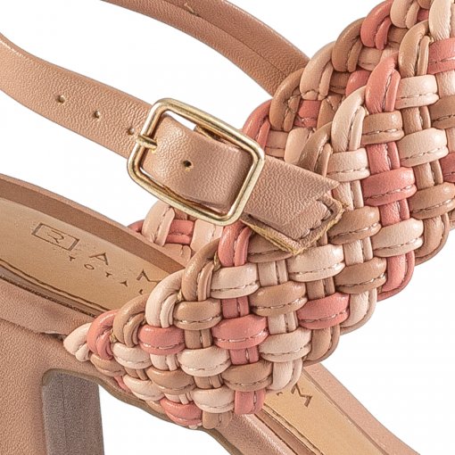 Sandália Tira Trançada Ramarim Total Comfort 2041203 Rose
