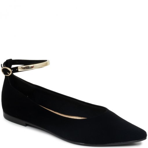 Sapatilha Bico Fino Fivela E Adorno Metalizado Via Uno 866069