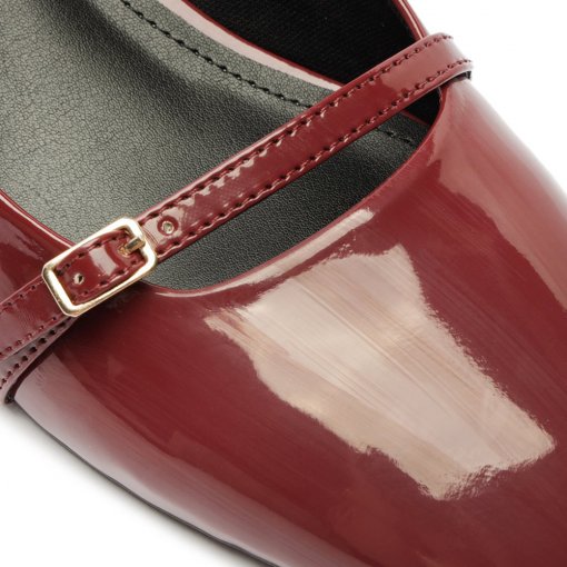 Sapato Boneca Cor Marsala Sapato Mary Jane Pé Vermelho – Retrô Com