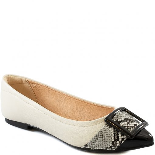 Sapatilha Com Fivela Feminina Inverno Via Uno All Day 443005 - Branco/Cobra  | Sapato Show