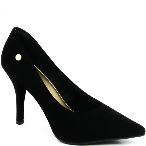 Scarpin Bico Fino Salto Fino Alto Via Uno 813006 Preto Sapato Show